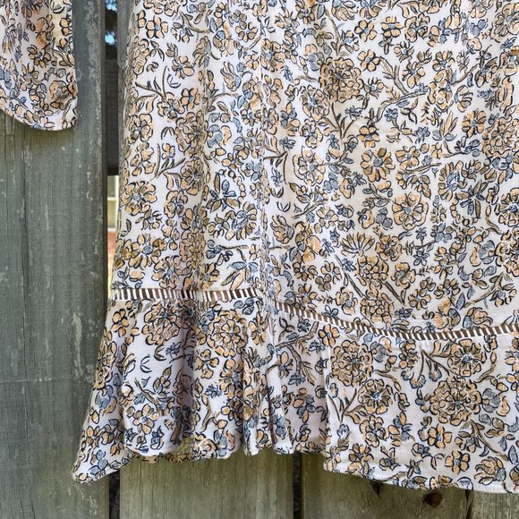 Free People Boheme Mini Dress in Ivory Floral Long Sleeved Open Back Size 10 New - Picture 4 of 12